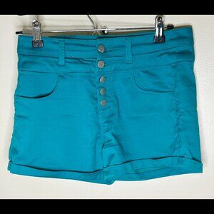 TINSELTOWN High Waisted Turquoise Stretchy Booty Shorts Multi Button Sz 5